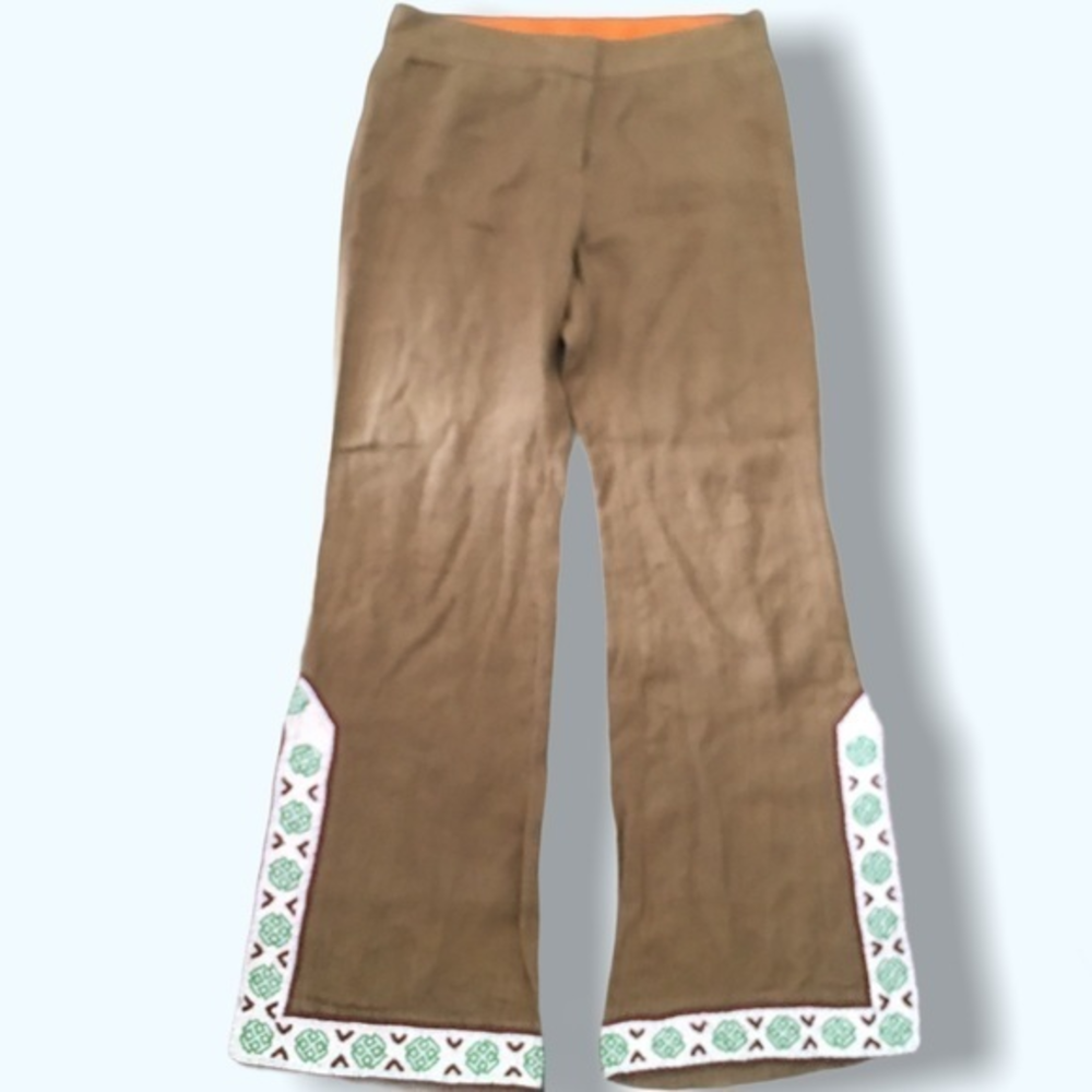 Tory Burch Beaded Hem‎ Linen Pant 8 EUC